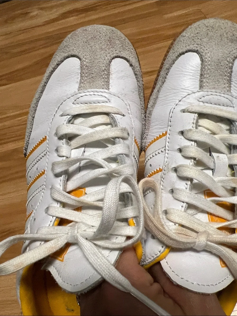 Adidas Sambas OG J White & yellow Leather Sneakers with Gum Sole size 5